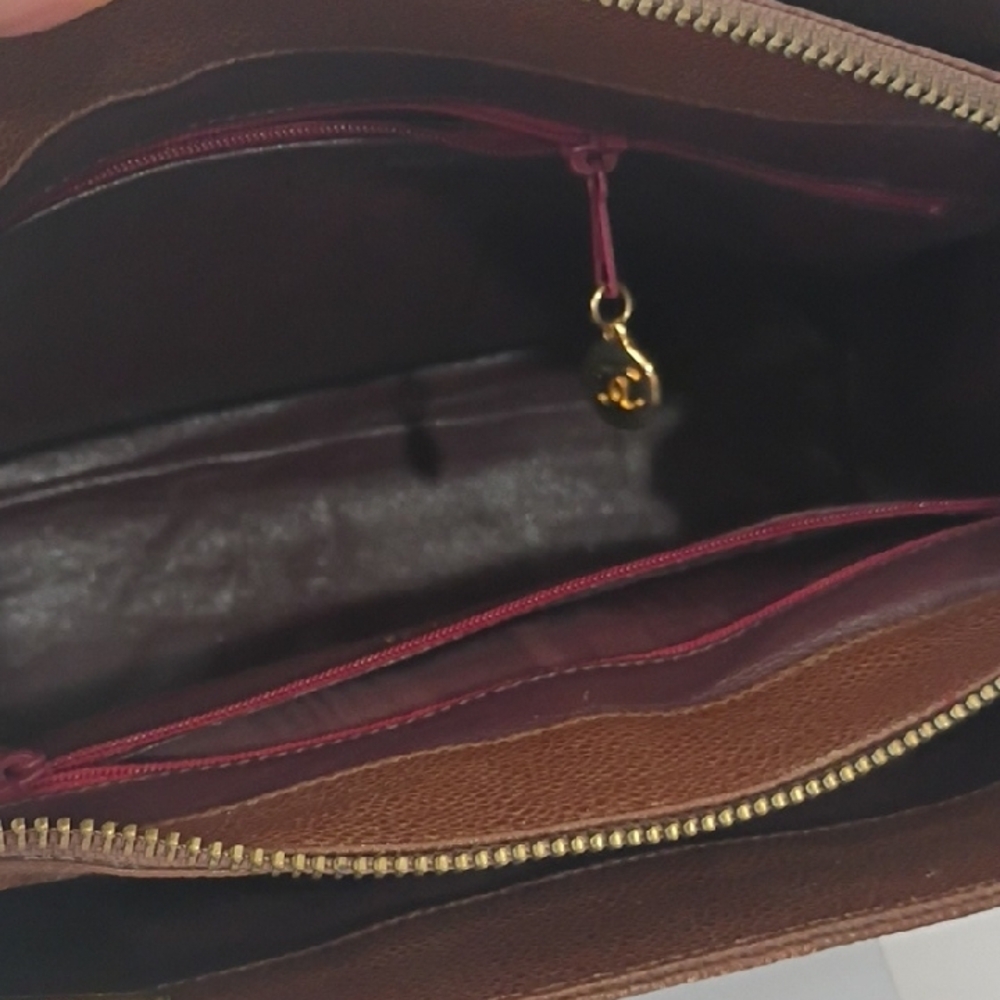 Vintage Chanel Brown Caviar Leather CC Chain Shoulder Bag Authentic - Picture 13 of 15